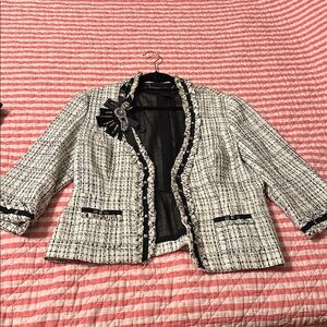 White House Black Market Chic Black and White Tweed Blazer